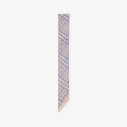 Burberry Skinny Contrast Check Silk Scarf in Sugar/Hume