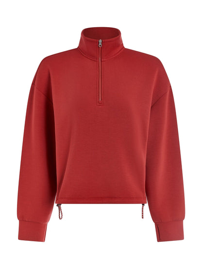 Varley Sian Cropped Half Zip Midlayer in Lava Falls