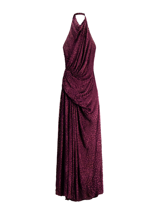 ALC Paloma Silk Devoré Gown in Deep Mulberry