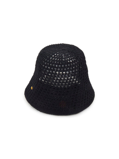 Lele Sadoughi Open Weave Bucket Hat in Jet