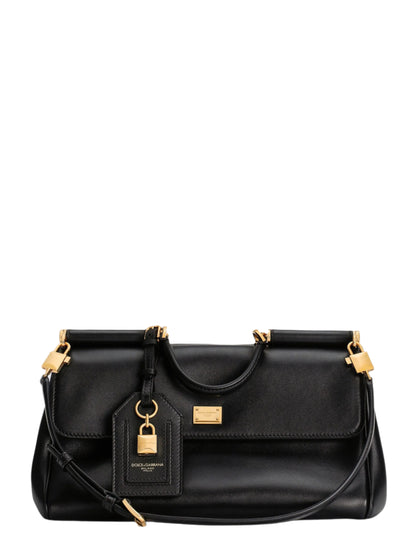 Dolce & Gabbana My Sicily Handbag in Black Plongé Calfskin