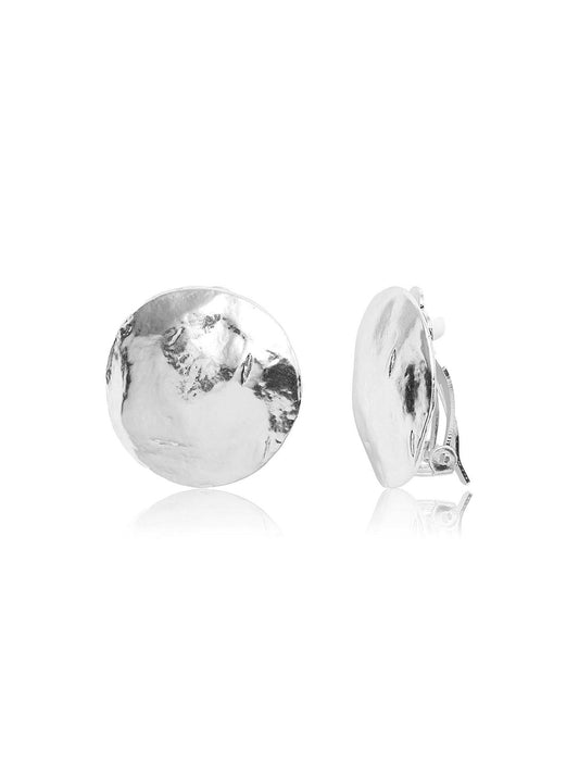 Karine Sultan Shell Disc Clip-On Earrings in Silver
