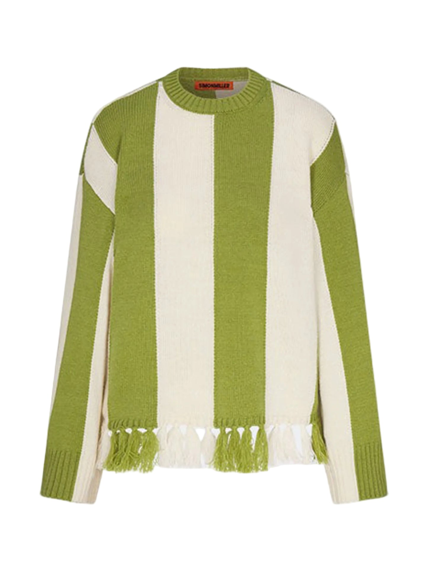 Simon Miller Faye Tassel Sweater in Moss Green/Cream
