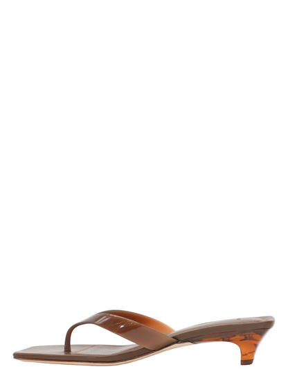 Vince San Juan Jelly Heeled Thong Sandal in Saddle