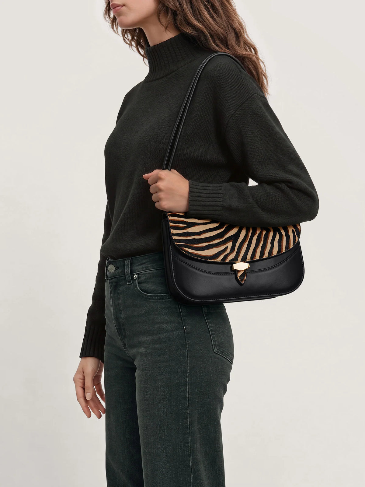 Veronica Beard Ziger Dash Saddle Bag in Tan Multi