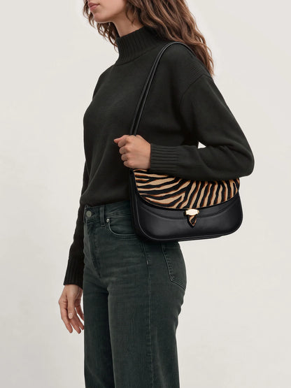 Veronica Beard Ziger Dash Saddle Bag in Tan Multi