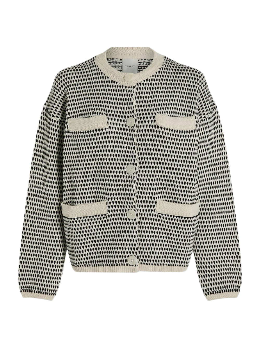 Varley Tidewell Textured Knit Jacket in Birch Multi Stitch