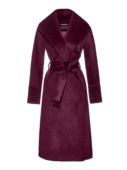 Sentaler Suri Alpaca Long Shawl Collar Wrap Coat in Cherry Lacquer