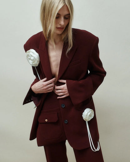 Hellessy Trent Blazer in Bordeaux/Ecru