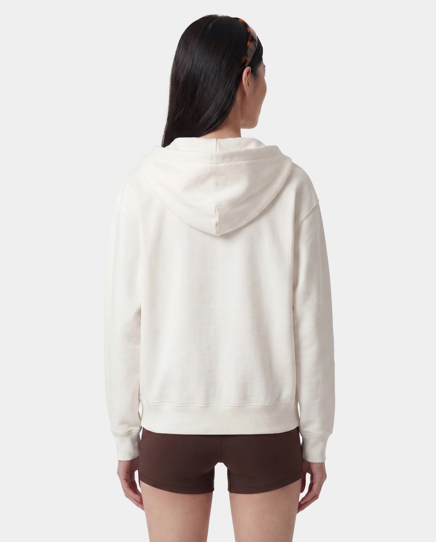 Sporty & Rich SR Sport Embroidered Zip Hoodie in Ecru