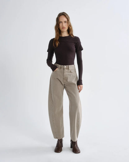 Agolde Luna High-Rise Pieced Taper Jeans in Cedar