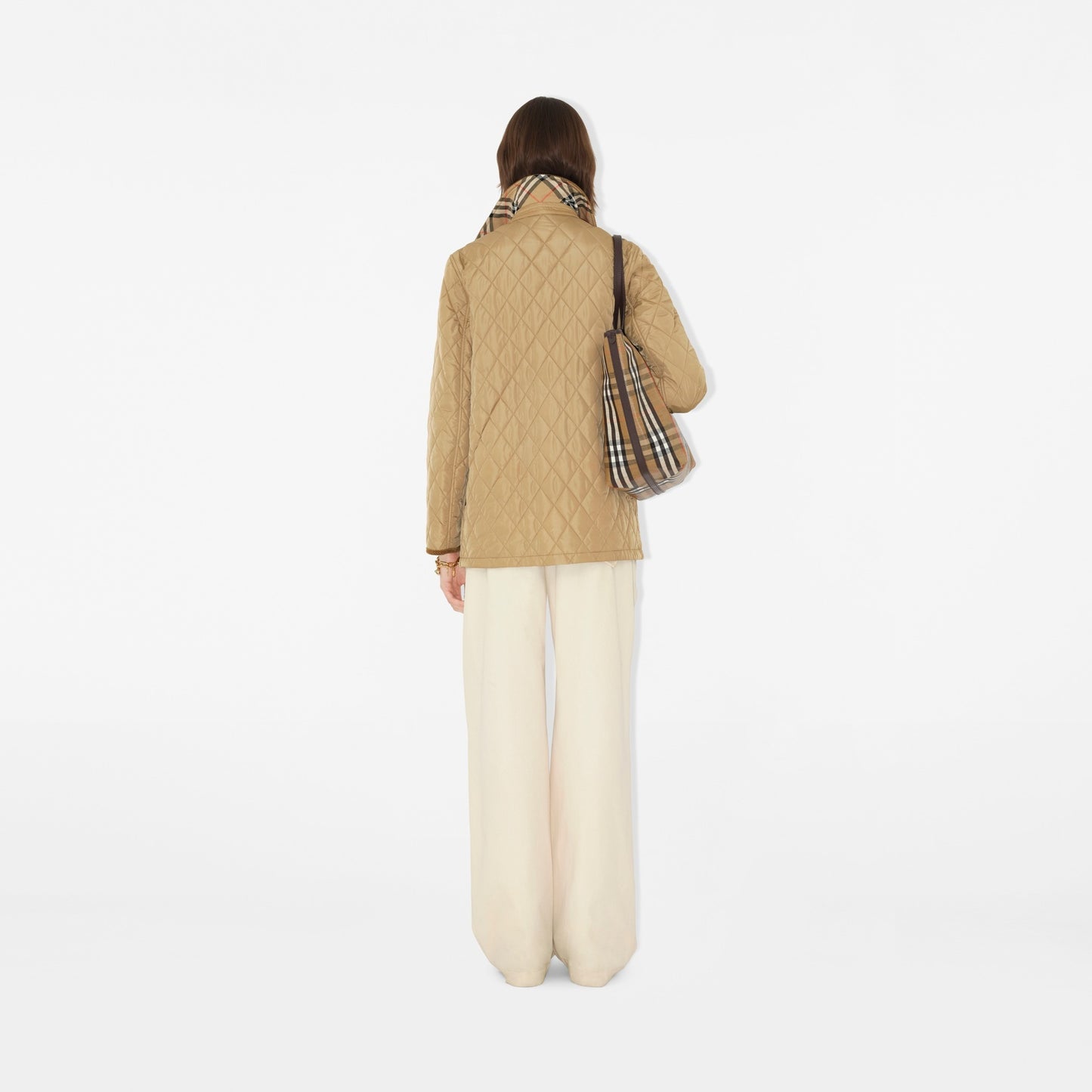 Burberry Quilted Nylon Barn Jacket in Flax