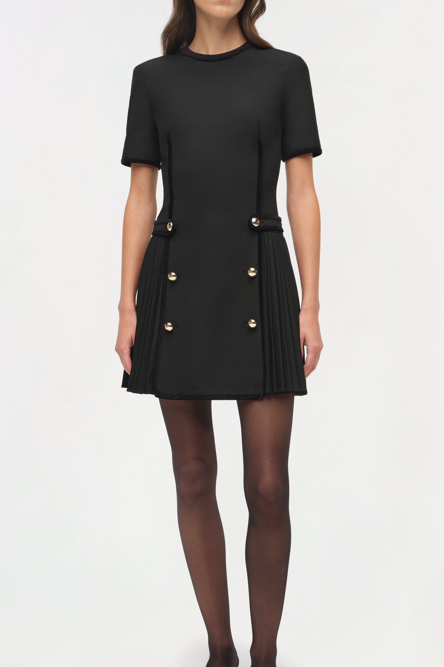 Simkhai Doria Velvet Trimmed Mini Dress in Black