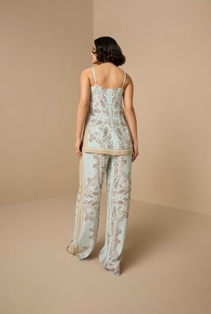 Hemant and Nandita Navi High Slit Top in Blue Brown