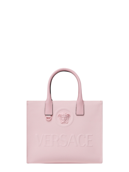 Versace La Medusa Small Canvas Tote in Pink