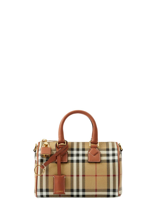 Burberry Mini Check Bowling Bag in Briar Brown