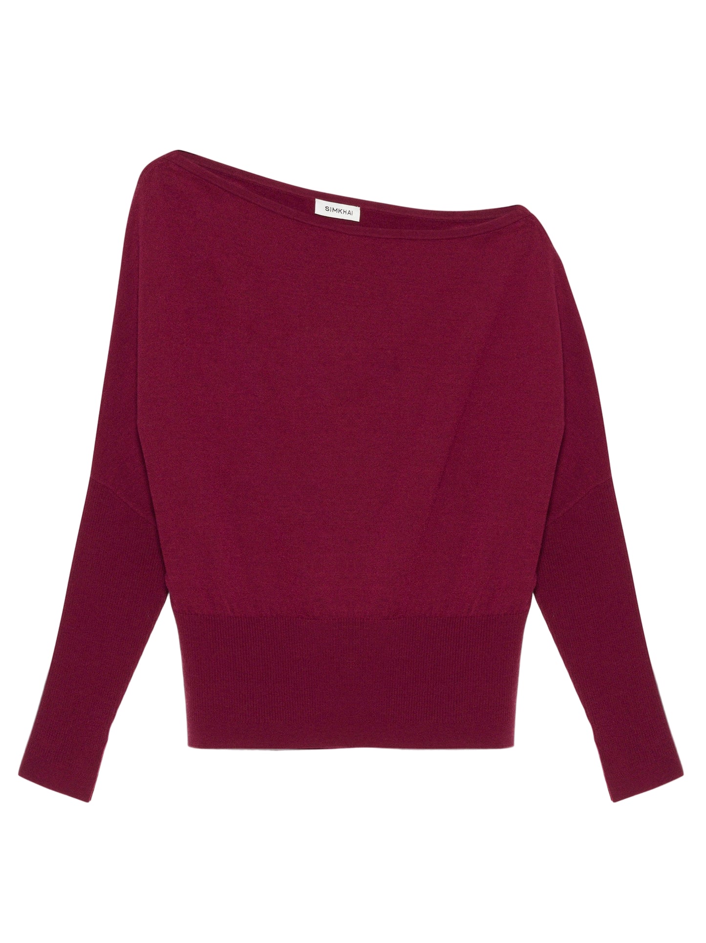 Simkhai Lavina Draped Off Shoulder Sweater in Cranberry