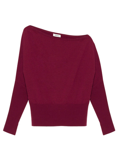 Simkhai Lavina Draped Off Shoulder Sweater in Cranberry