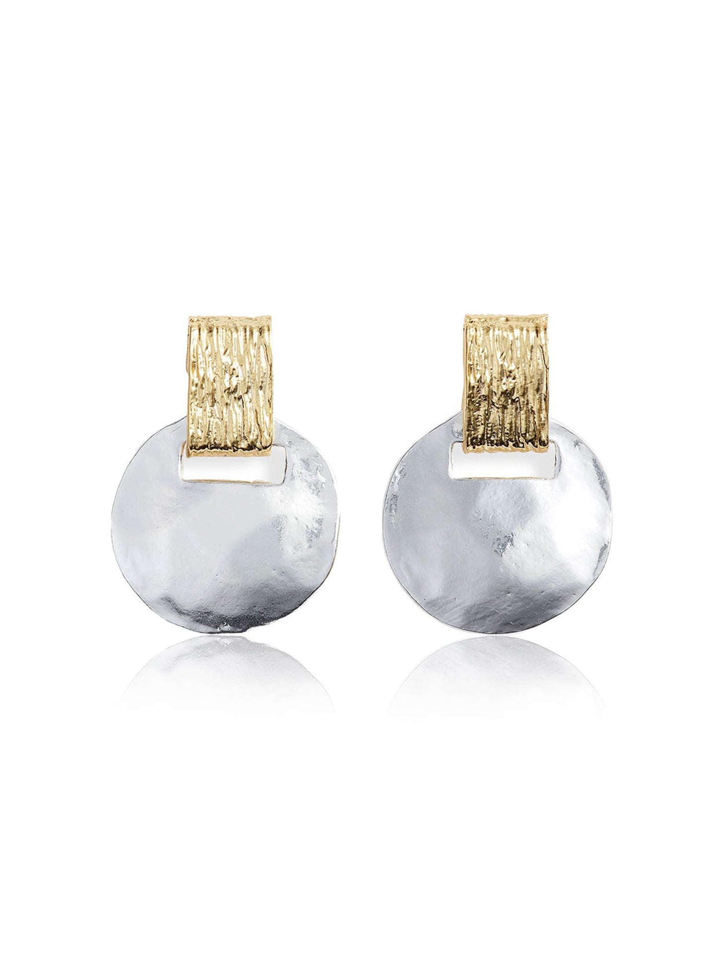 Karine Sultan Two-Tone Short Drop Earrings in Silver Gold Mix