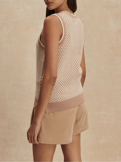 Varley Jenson Stitch Knit Tank in Light Taupe