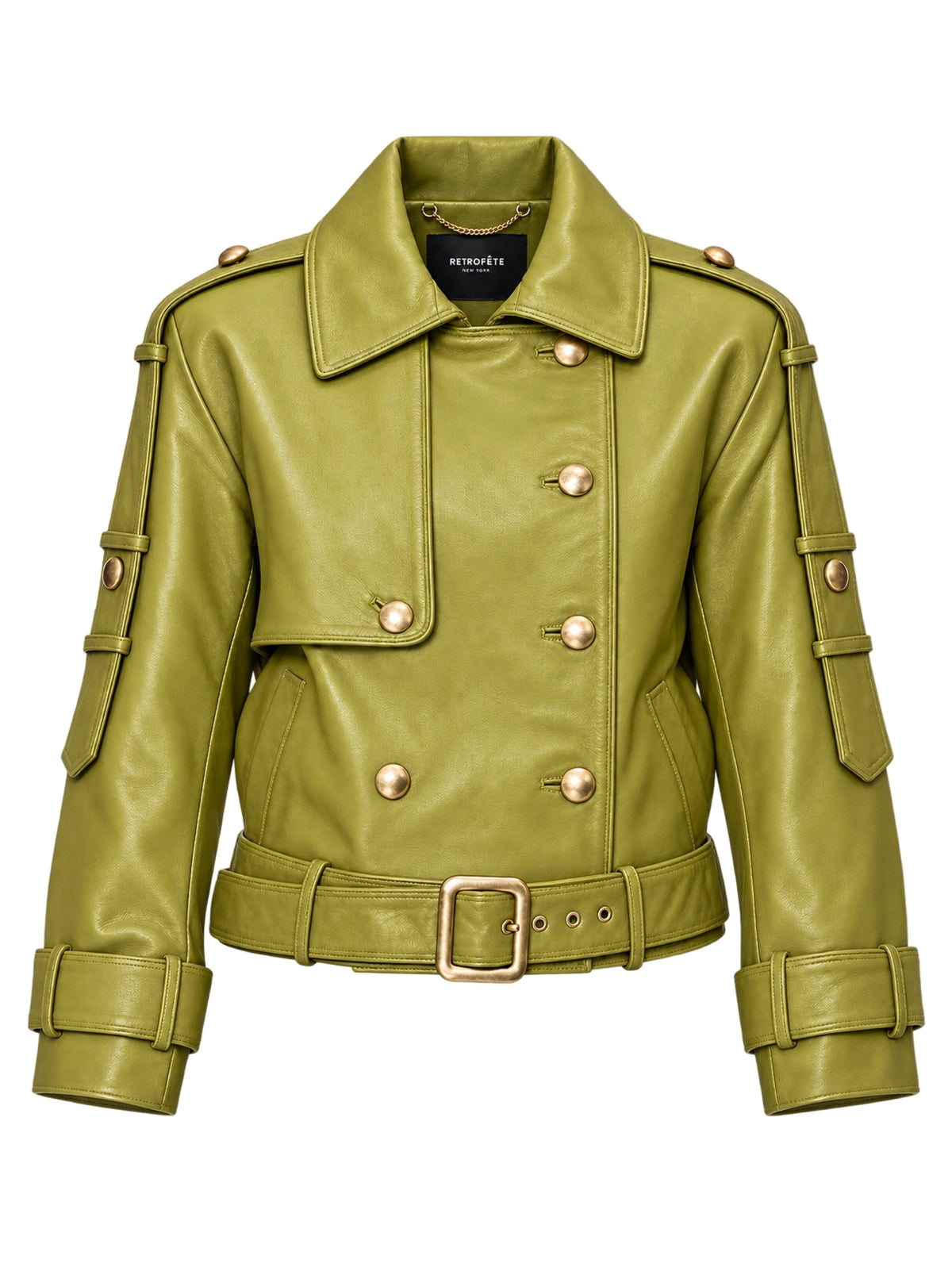 Retrofête Yseld Leather Jacket in Basil