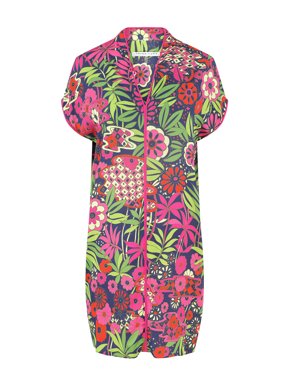 Trina Turk Tarashi Short-Sleeve Mini Dress in Fumi Floral