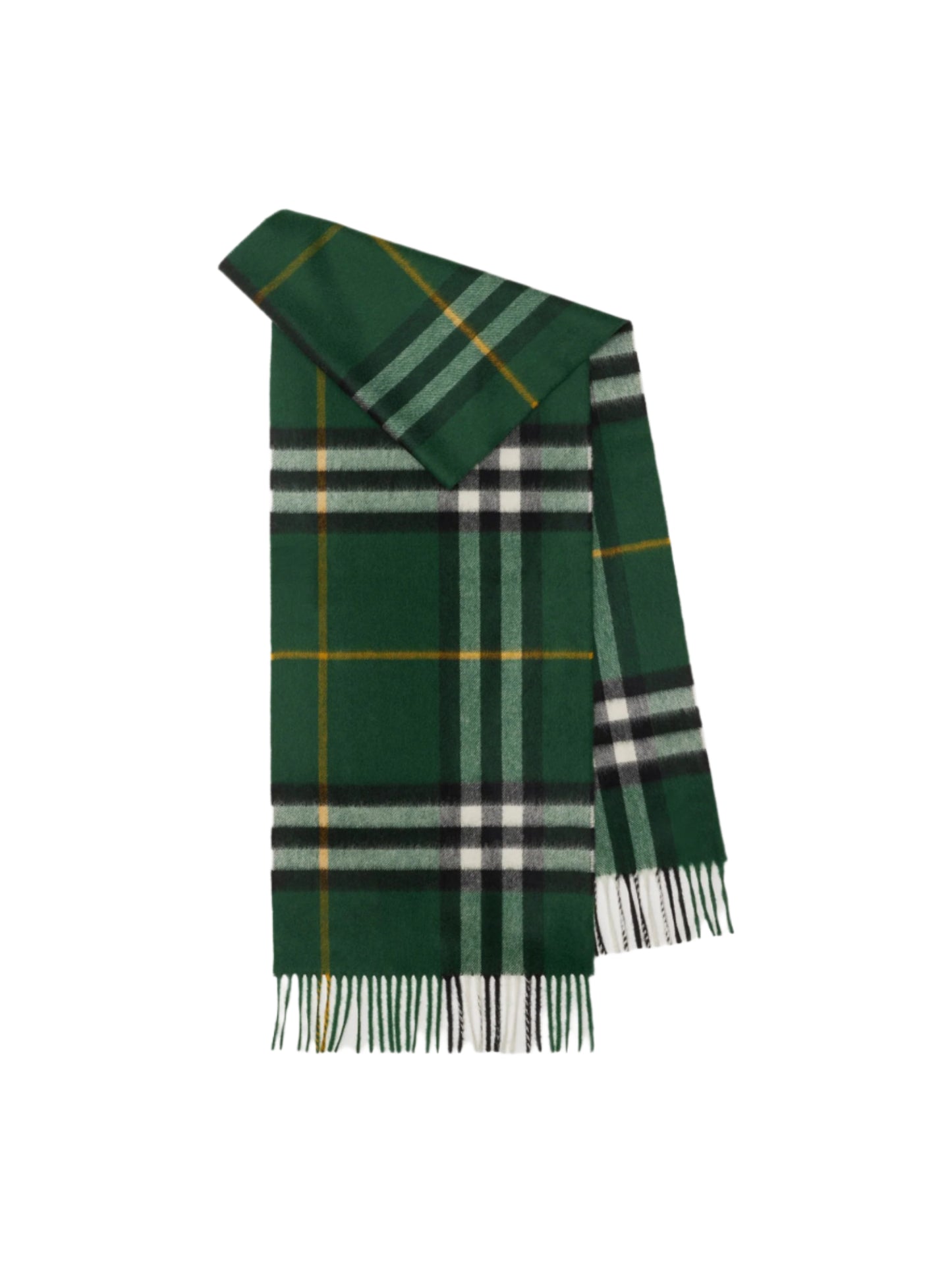 Burberry Check Cashmere Scarf in Dark Forest Green