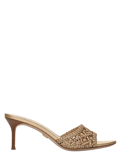 Veronica Beard Tia Macrame Sandal in Pale Gold