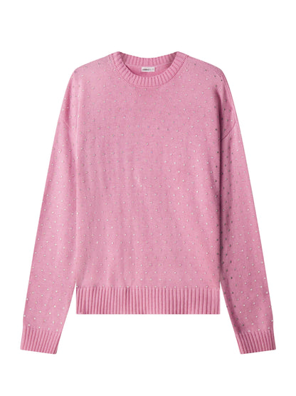 Minnie Rose Cotton Cashmere Boxy Rhinestone Crew (More Colors)
