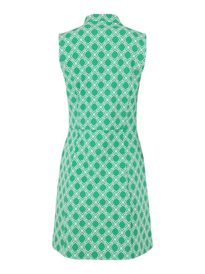 Lilly Pulitzer Catarina Ruffle Dress UPF 50+ in Bamboo Green Boo Green Open Butterfly Pattern