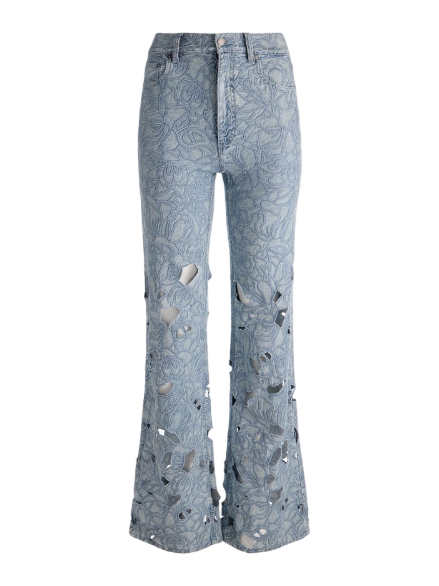 Alice + Olivia Chic Laser-Cut Eyelet Jean in Rockstar Blue