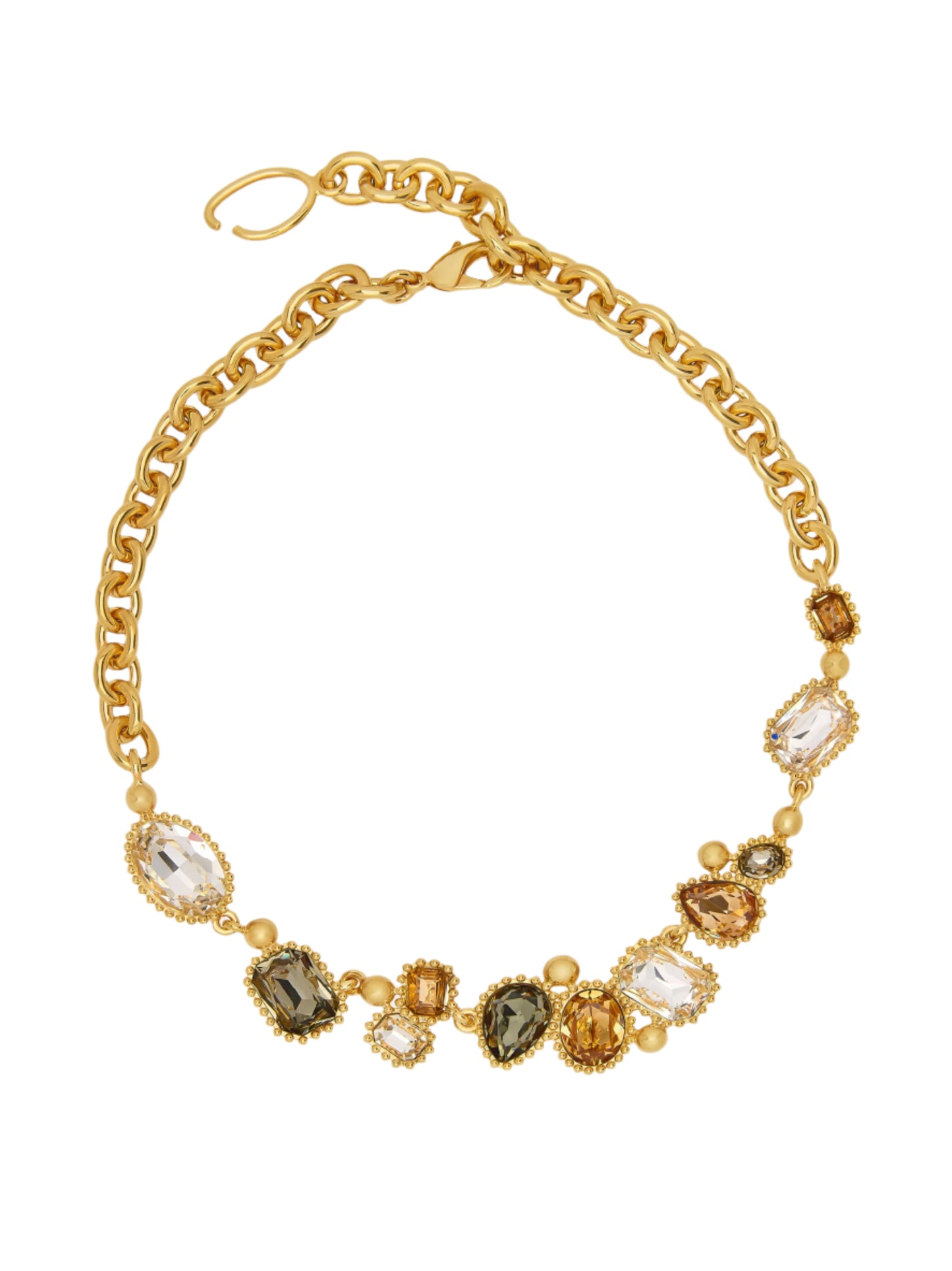 Oscar de la Renta Emerald Crystal Scramble Necklace in Multi