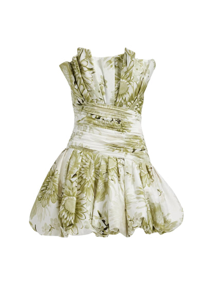 Aje Chromatic Mini Dress in Olive Native Floral