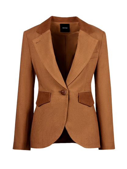 Smythe Blocked Seamed Blazer in Saddle