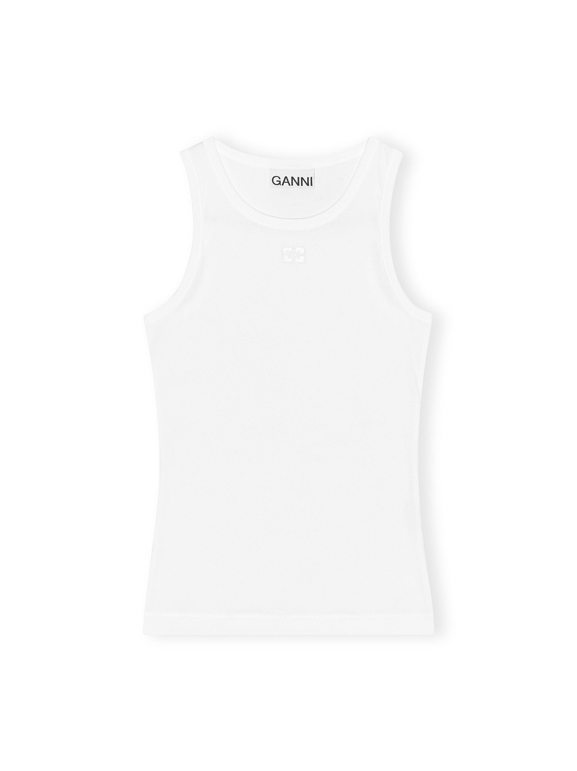 Ganni Soft Cotton Rib Tank Top in Bright White – Leigh's of Breton