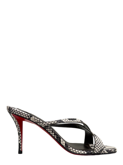 Christian Louboutin Mulazee Cross 80 Watersnake Mule Sandals in Cosme | In-Store Only