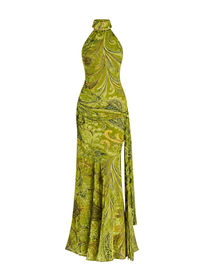 Retrofête Protea Velvet Dress in Envy Paisley Burnout