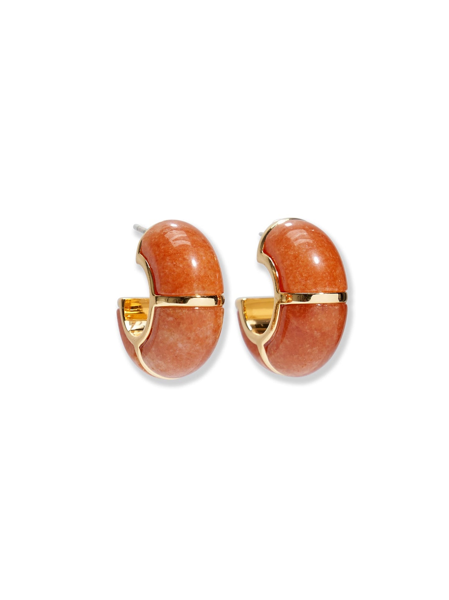 Lizzie Fortunato Zellige Hoops in Peach Aventurine
