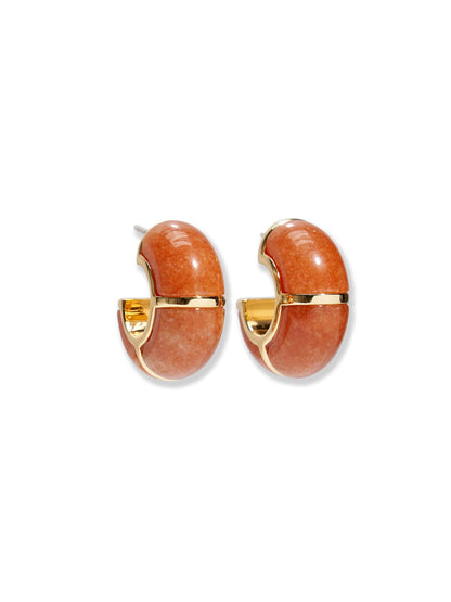 Lizzie Fortunato Zellige Hoops in Peach Aventurine
