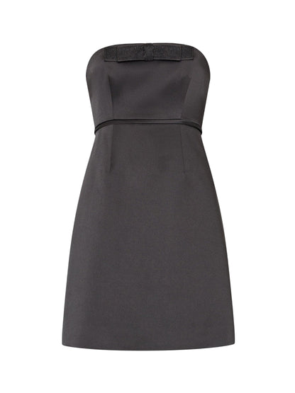 Milly Robin Duchess Satin Bow Mini Dress in Silver