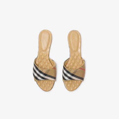 Burberry Check Sloane Slidesin Sand IP Check