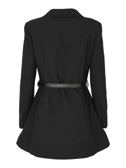 Self-Portrait Blackwool Crepe Mini Dress in Black