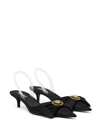 Versace Alia Slingback Pumps in Black/Versace Gold