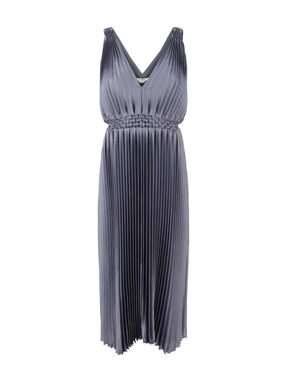 Vince Hand Smocked Pleated Dress in Mauve Thistle