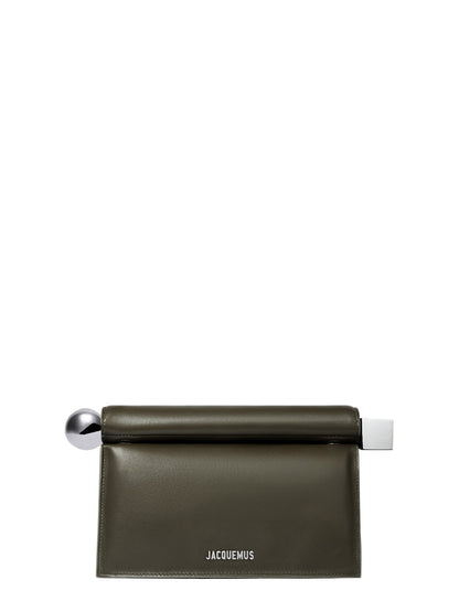 Jacquemus La Rond Carré Clutch in Dark Khaki