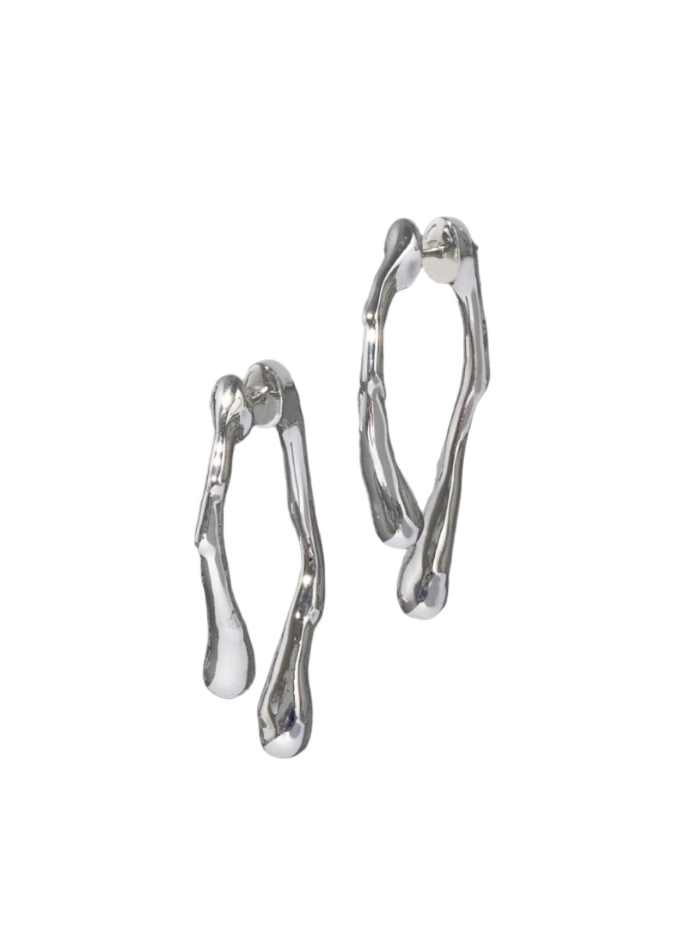 Alexis Bittar Drippy Silver Front/Back Earrings