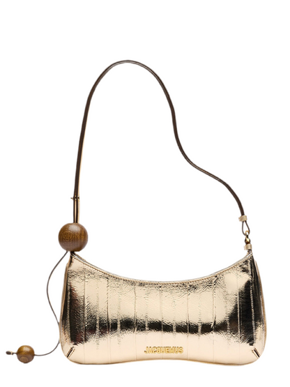 Jacquemus Le Bisou Perle Beaded Shoulder Bag in Gold