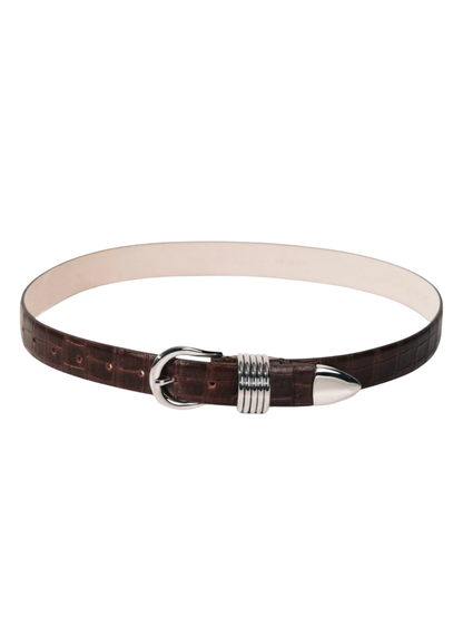 Déhanche Hollyhock Alligator in Dark Brown/Silver