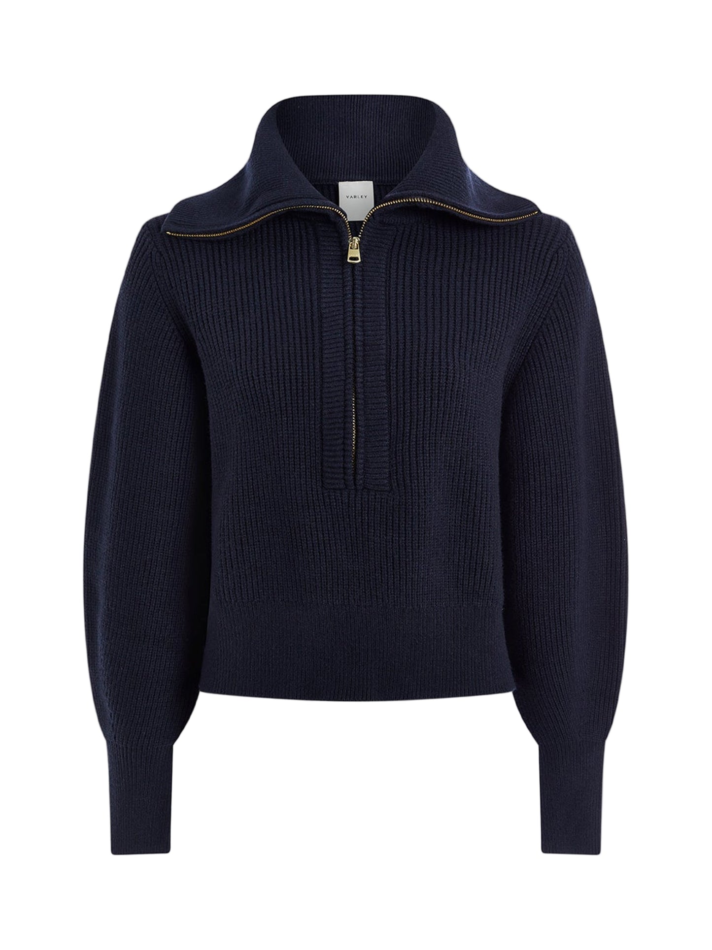 Varley Maura Half Zip Rib Knit in Navy