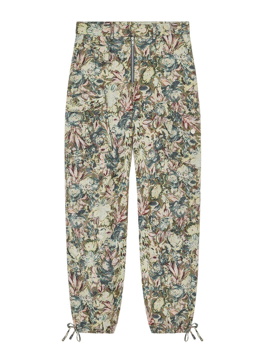 Ganni Printed Stretched Cotton Pants in Jadeite